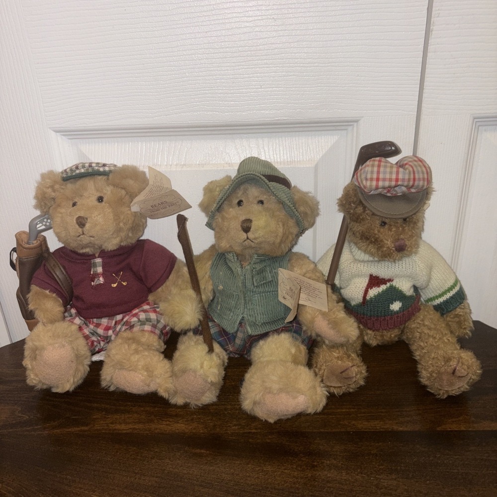 Russ Plush Bears From The Past 8" Collectible Lot of 3 With Original Tags.